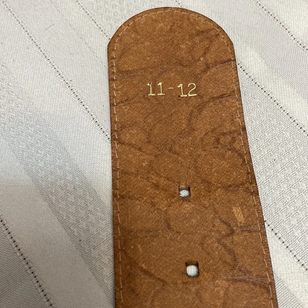 Brown Womens Croc Print Wide Belt-Size 10/12 (30-32”)